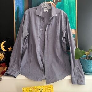 Calvin Klein Men’s Purple White Striped Dress Shirt 17 36/37 Button Front